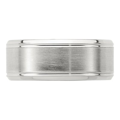 Sterling Silver 8mm Beveled Wedding Band – view 5