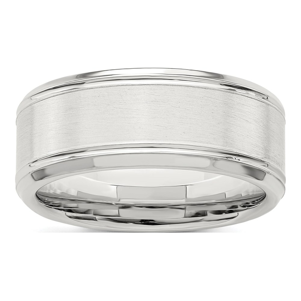 Sterling Silver 8mm Beveled Wedding Band