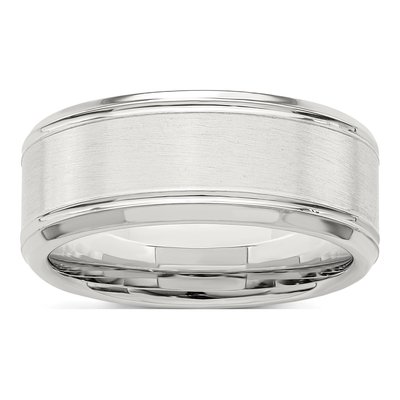Sterling Silver 8mm Beveled Wedding Band