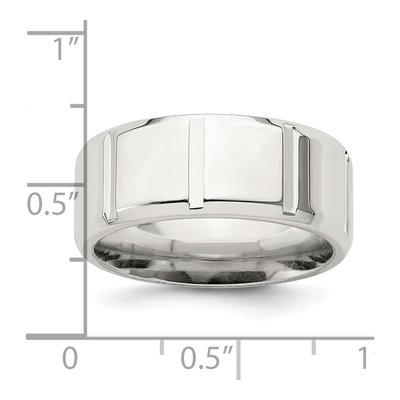 Sterling Silver 8mm Beveled Edge Wedding Band – view 6