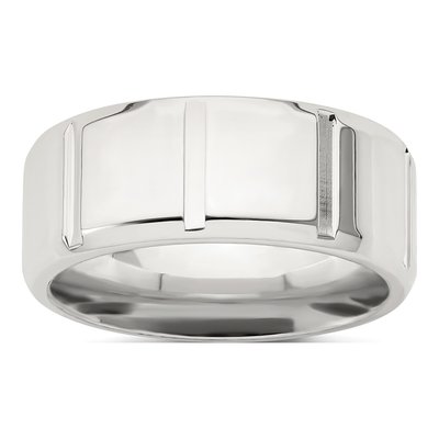 Sterling Silver 8mm Beveled Edge Wedding Band