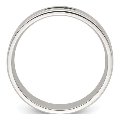 Sterling Silver 6mm Enamel Cross Wedding Band – view 3