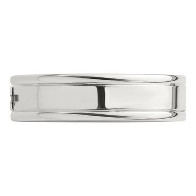 Sterling Silver 6mm Enamel Cross Wedding Band – view 4