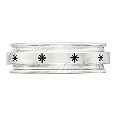 Sterling Silver 7mm Enamel Fancy Wedding Band – view 3