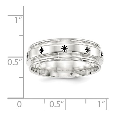 Sterling Silver 7mm Enamel Fancy Wedding Band – view 4