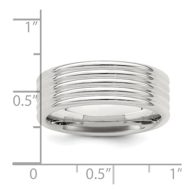 Sterling Silver 7mm Fancy 5-Row Wedding Band – view 6