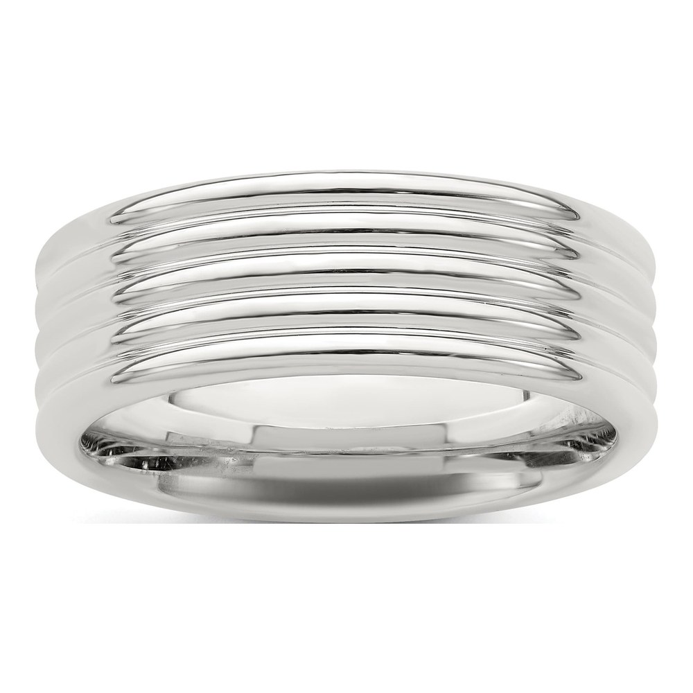 Sterling Silver 7mm Polished 5-Row Fancy Band Size 6