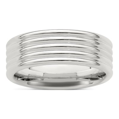 Sterling Silver 7mm Fancy 5-Row Wedding Band
