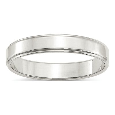 Sterling Silver 4mm Step Edge Wedding Band