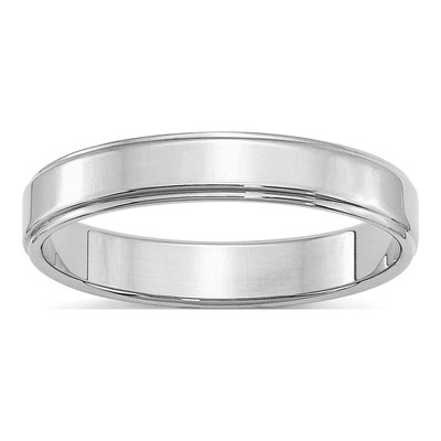 Sterling Silver 4mm Flat Step Edge Wedding Band
