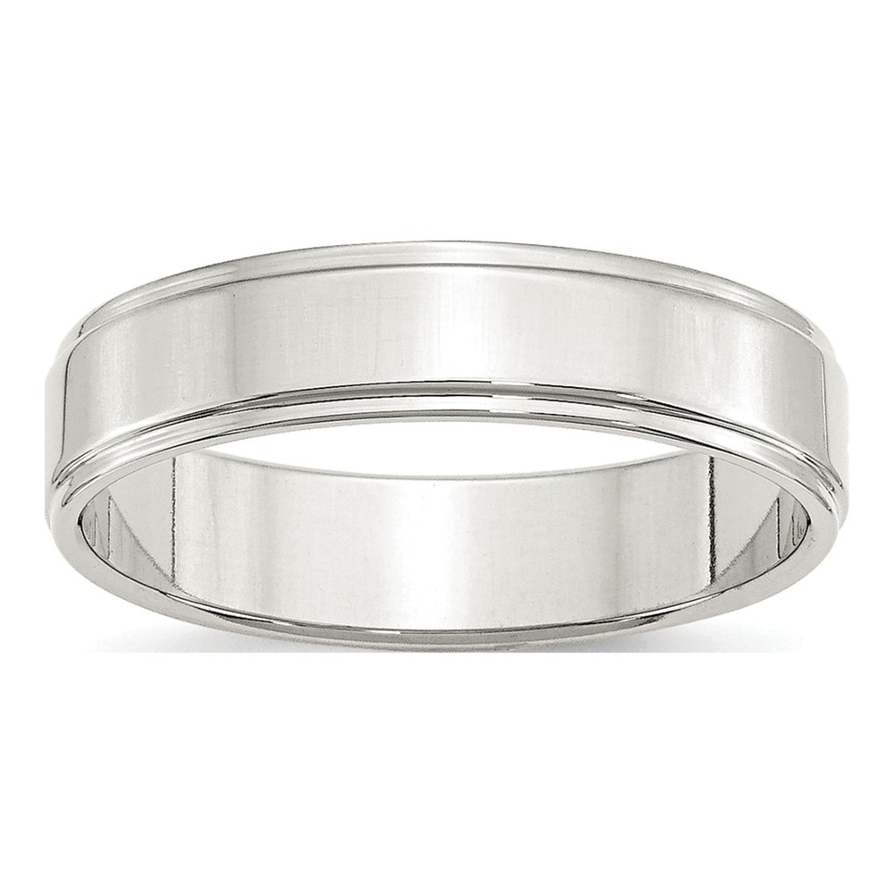 Sterling Silver 5mm Flat Step Edge Wedding Band