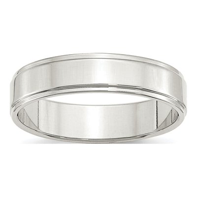 Sterling Silver 5mm Flat Step Edge Wedding Band