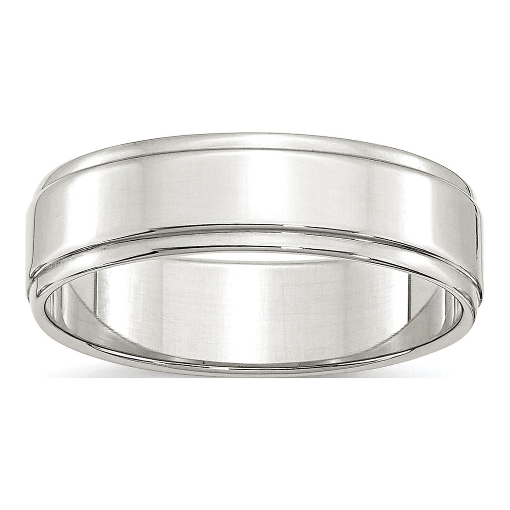 Sterling Silver 6mm Flat Step Edge Wedding Band