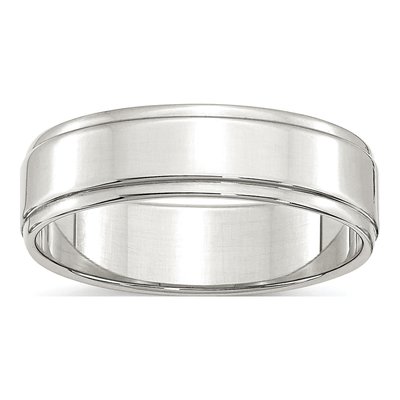Sterling Silver 6mm Flat Step Edge Wedding Band