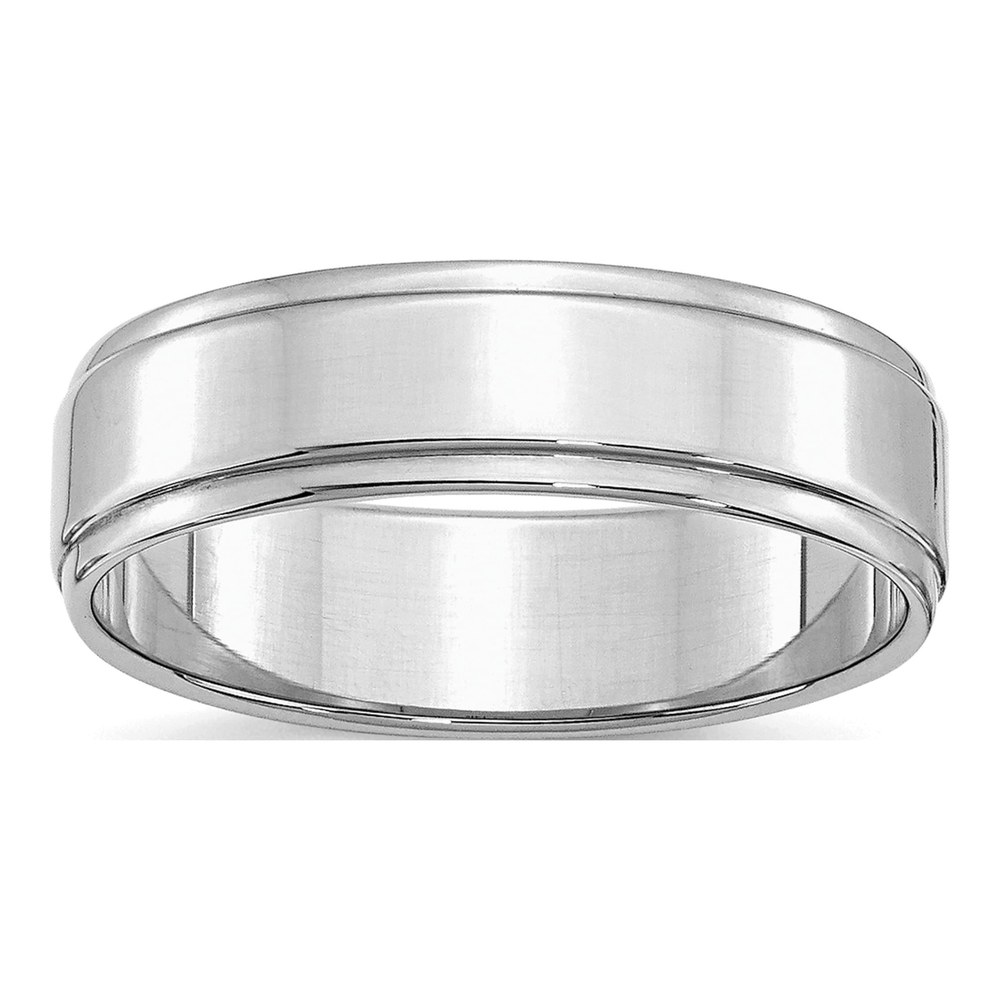 Sterling Silver Rhodium-Plated 6mm Flat With Step Edge Size 4 Band