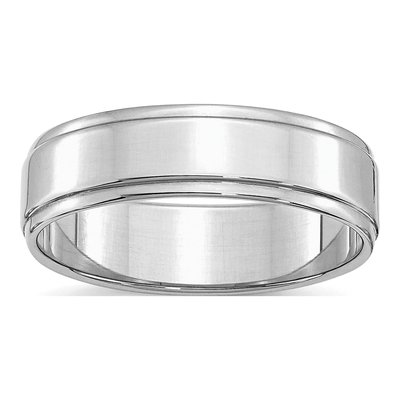 Sterling Silver 6mm Flat Step Edge Wedding Band