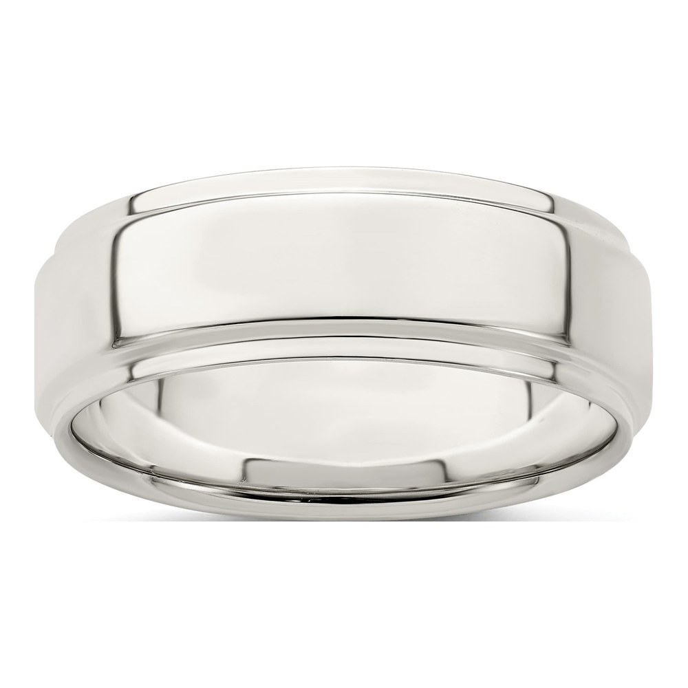 Sterling Silver 7mm Flat Step Edge Wedding Band