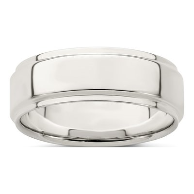 Sterling Silver 7mm Flat Step Edge Wedding Band