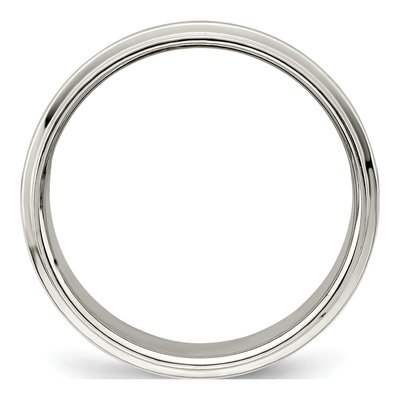Sterling Silver 8mm Flat Step-Edge Wedding Band – view 3