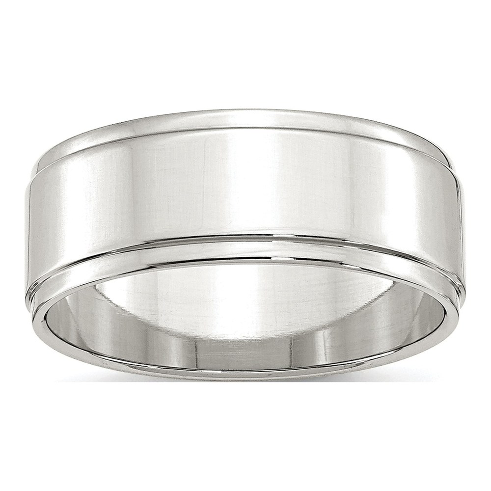 Sterling Silver 8mm Flat Step-Edge Wedding Band