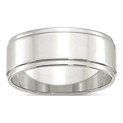 Sterling Silver 8mm Flat Step-Edge Wedding Band