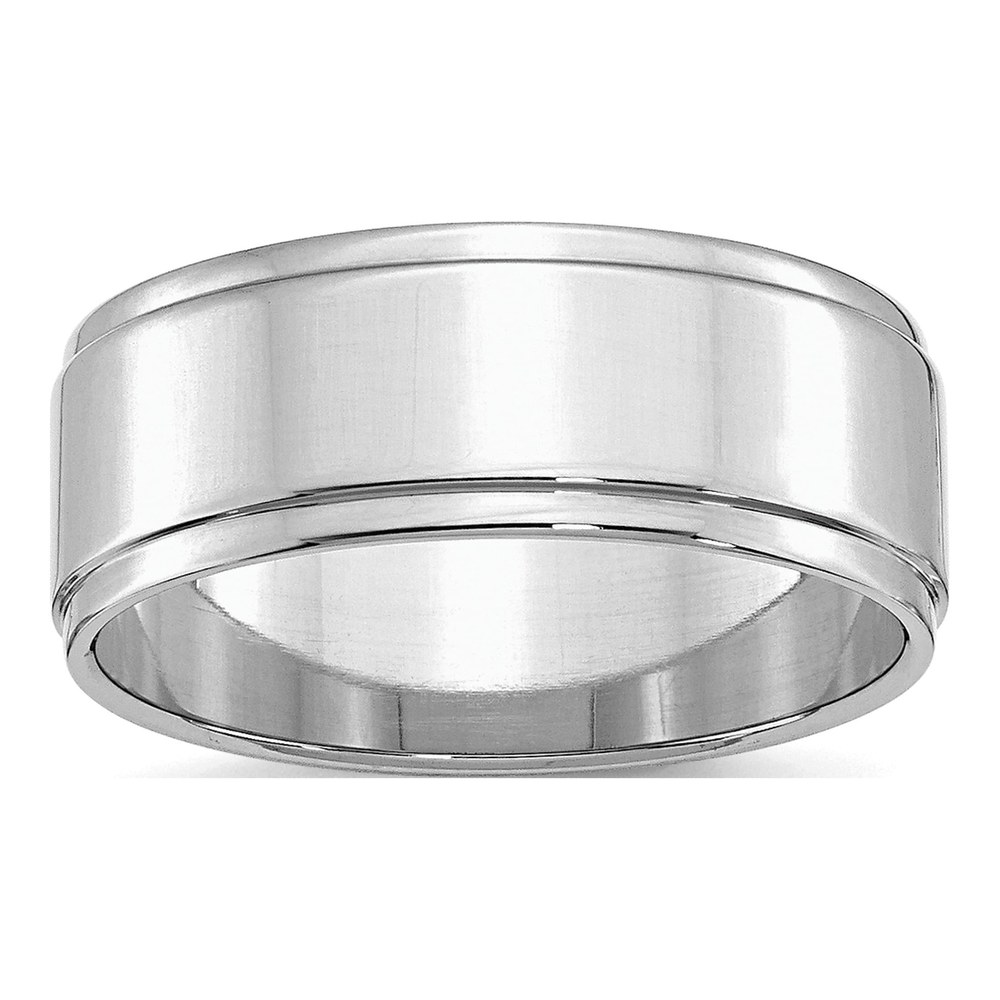 Sterling Silver Rhodium-Plated 8mm Flat With Step Edge Size 4 Band