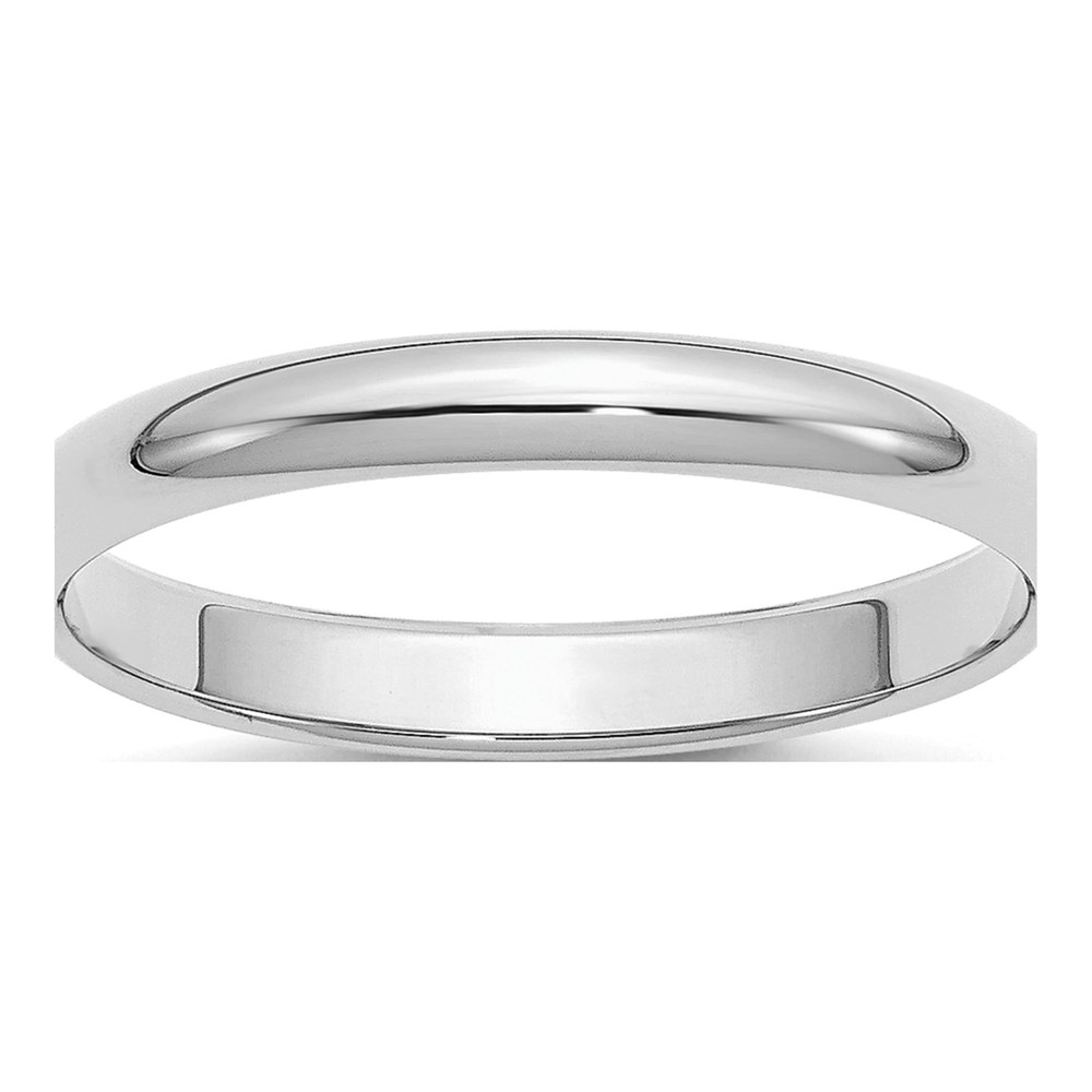 Sterling Silver Rhodium-Plated 3mm Half-Round Size 4 Band