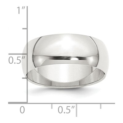 Sterling Silver 8mm Half Round Wedding Band – view 5