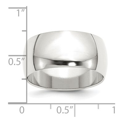 Sterling Silver 10mm Half Round Wedding Band – view 4