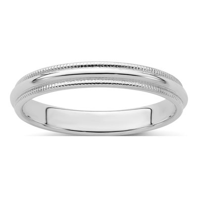 Sterling Silver 3mm Milgrain Wedding Band