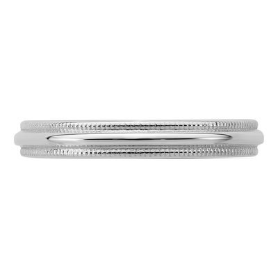 Sterling Silver 3mm Milgrain Half Round Wedding Band – view 4