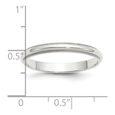 Sterling Silver 3mm Milgrain Half Round Wedding Band – view 5