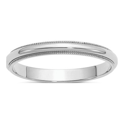 Sterling Silver 3mm Milgrain Half Round Wedding Band
