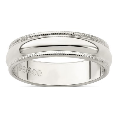 Sterling Silver 5mm Milgrain Wedding Band