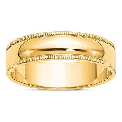 Gold-Plated Sterling Silver 6mm Half Round Milgrain Wedding Band