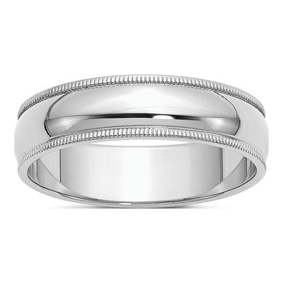 Sterling Silver 6mm Milgrain Wedding Band