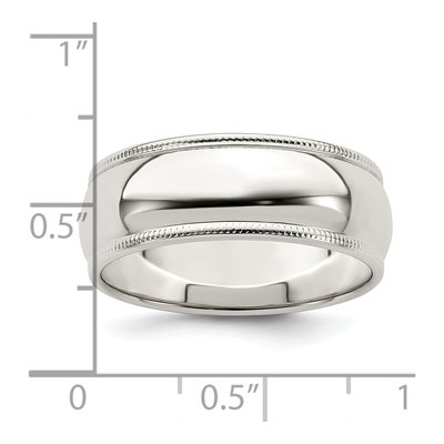 Sterling Silver 7mm Milgrain Half Round Wedding Band – view 4