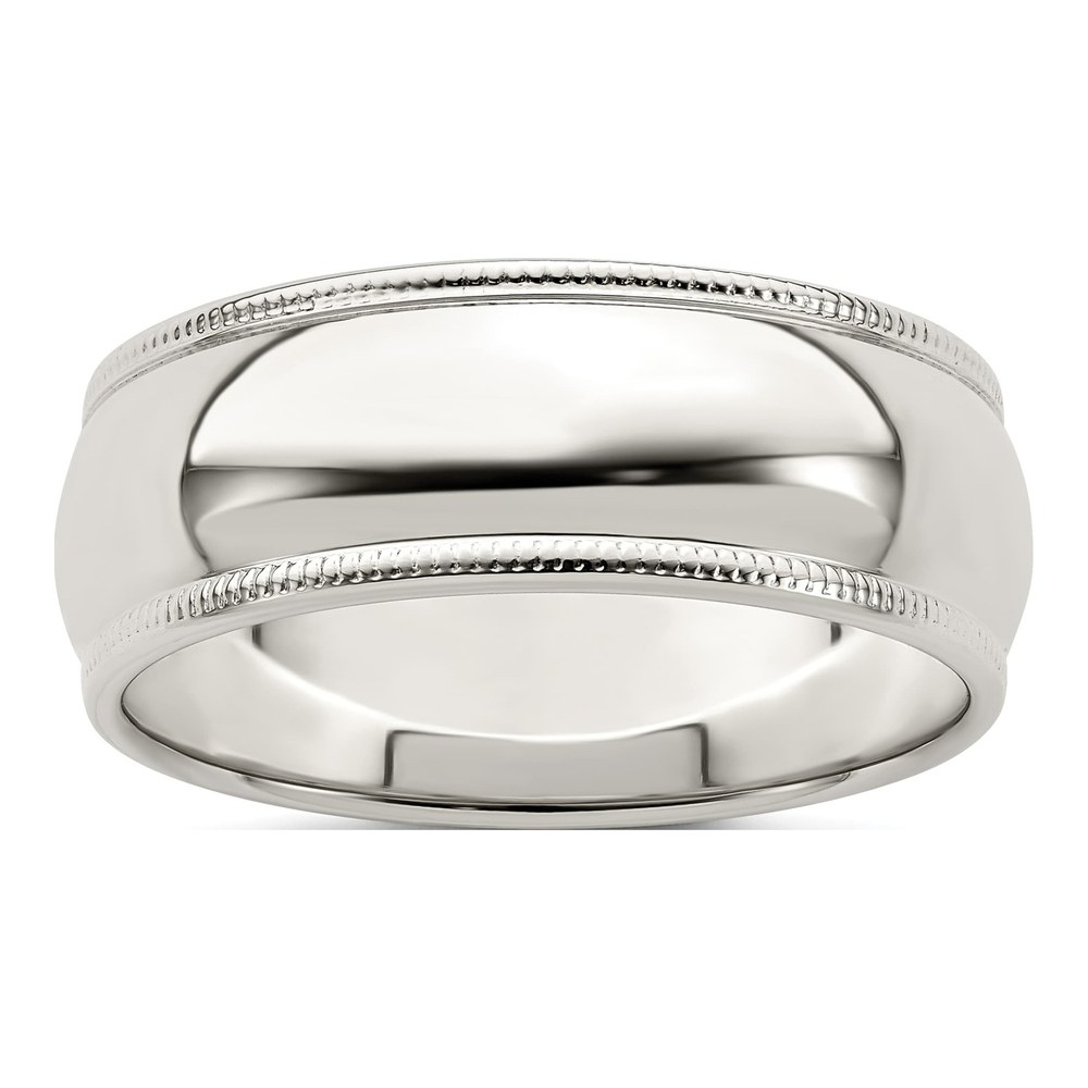 Sterling Silver 7mm Milgrain Half Round Wedding Band