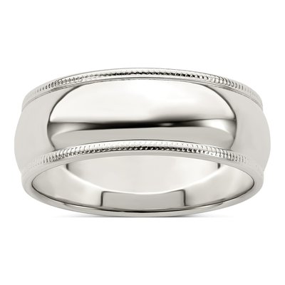 Sterling Silver 7mm Milgrain Half Round Wedding Band