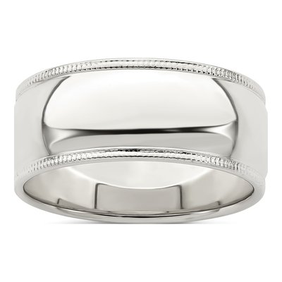Sterling Silver 8mm Milgrain Wedding Band