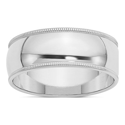 Sterling Silver 8mm Milgrain Wedding Band