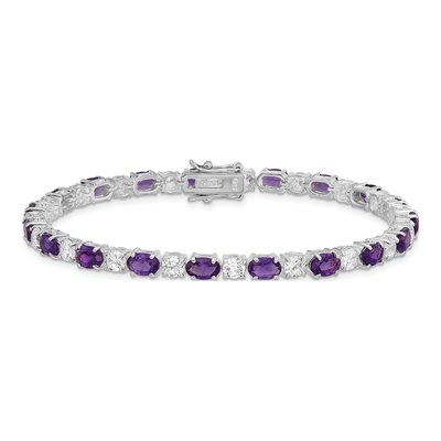 Sterling Silver Amethyst & CZ Bracelet – view 4