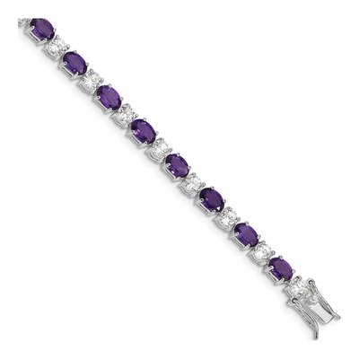 Sterling Silver Amethyst & CZ Bracelet