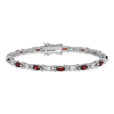 Sterling Silver Garnet & CZ Bracelet – view 3