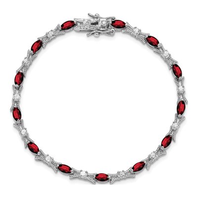 Sterling Silver Garnet & CZ Bracelet – view 5