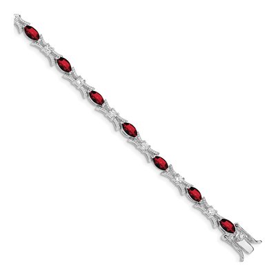 Sterling Silver Garnet & CZ Bracelet
