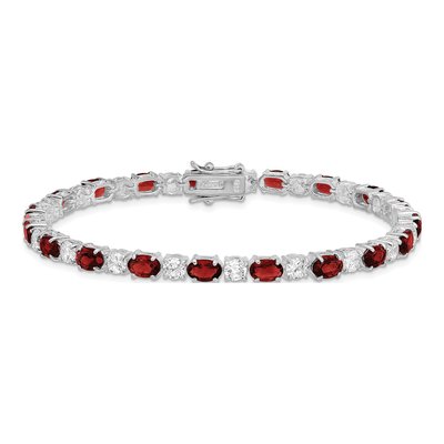 Sterling Silver Garnet & CZ Bracelet – view 3