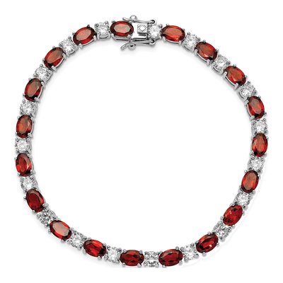 Sterling Silver Garnet & CZ Bracelet – view 5