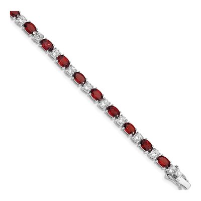 Sterling Silver Garnet & CZ Bracelet