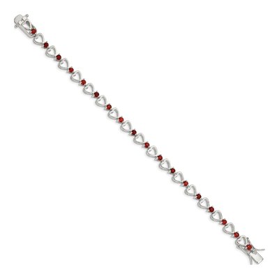 Sterling Silver Garnet Heart Bracelet – view 2